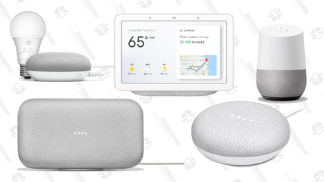 Google Nest Hub | $99 | Walmart Google’s Smart TV Kit | $60 | WalmartSmart Lighting Starter Kit (Mini and a GE C-Life bulb) | $35 | WalmartGoogle Home Mini | $29 | Walmart